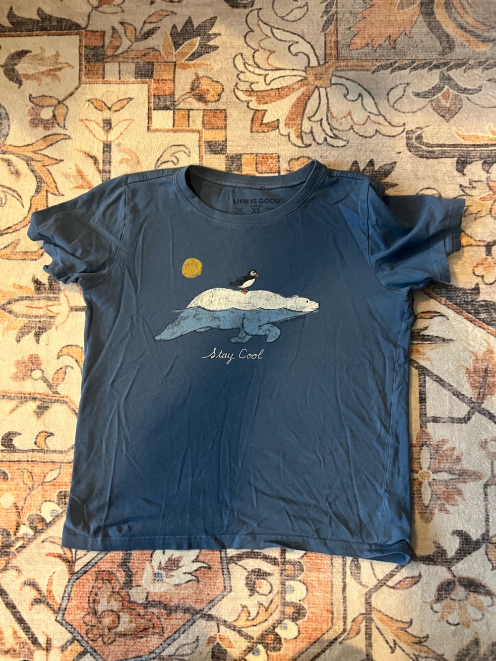 Life Is Good Navy Blue Kids Tee with Polar Bear & Puffin Graphic